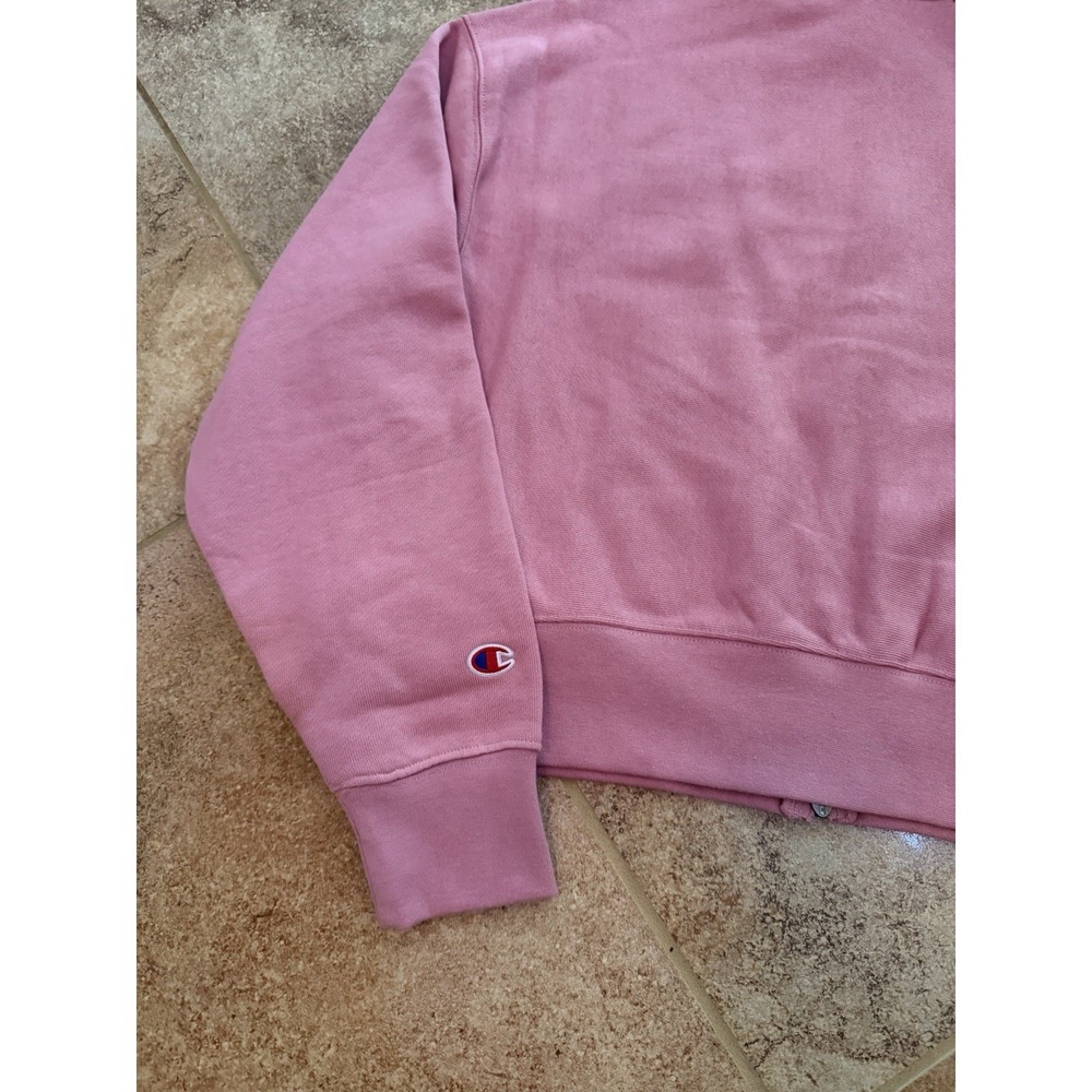 Women's Champion Pink Relaxed Cropped Fleece Zip Hoodie Size Large NWT - Picture 8 of 9